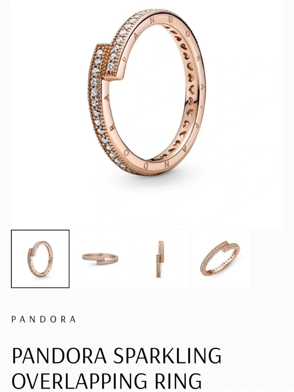 Pandora Rose Gold Double Row Sparkle Overlapping Ring